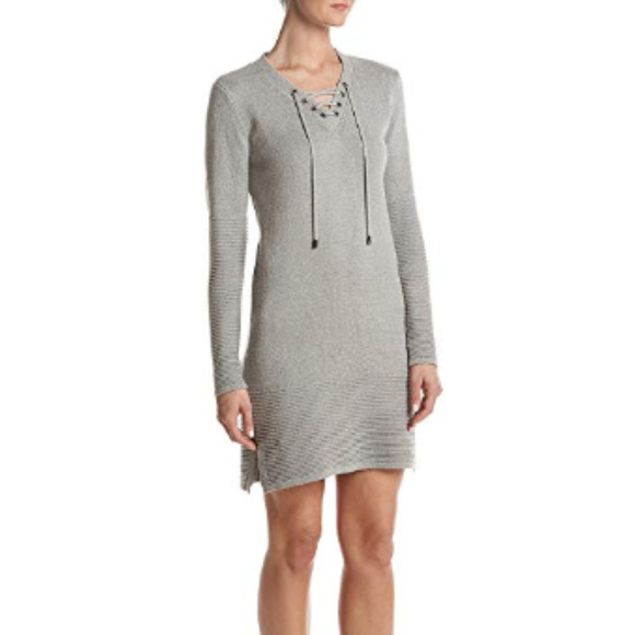 LAST ONE! Philosophy Lace Front Sweater Dress Gray - Picture 5 of 5